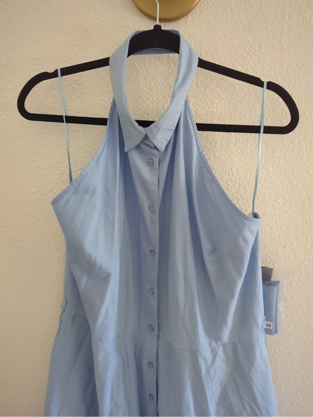 Boston Proper Maxi Length Belted Poplin Collared Shirt Dress Blue size 16 NWT - Picture 5 of 13